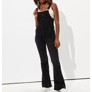 AE Ne(x)t Level Stretch Black Denim Flare Leg Overall Jeans Size 6 Long